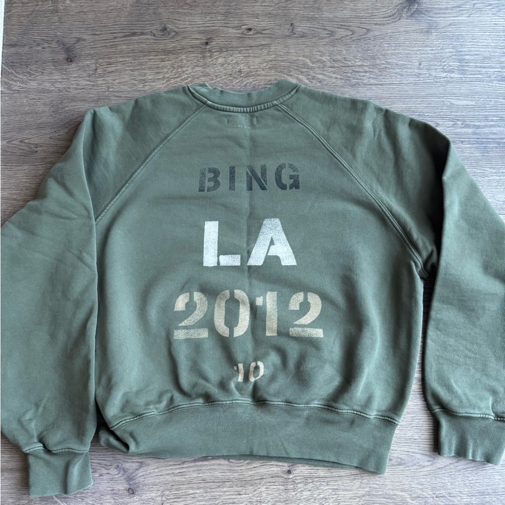 Anine Bing olive green Crewneck Sweatshirt with BING LA 2012 Print